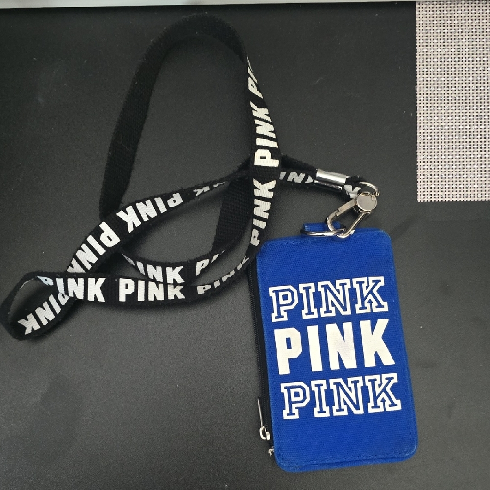 Blue and Black Lanyard with Card Holder